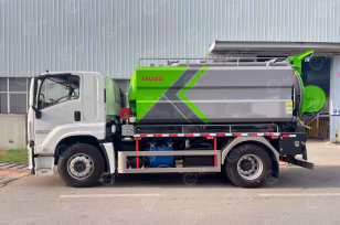 Илосос с размывом (каналопромывочная машина) на шасси ISUZU 4x4 дв 177kw бочка для сточных вод 8м³, чистой воды 4м³ насос SK-15 ПДУ рукав 100м шланг SAE 100R2AT (1 дюйм). Фото 1