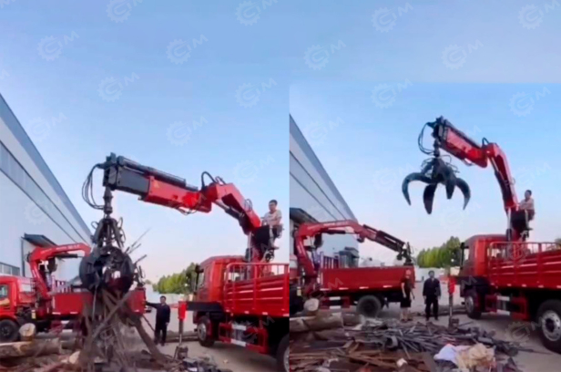 Самосвал ломовоз ISUZU 4х2 дв 151kw кабина Elf гп 6т с гидравлическим кму WANBANG SQZ100-4 гп 5т 4 секции стрела 9,5м, с грейферным захватом. Фото 2