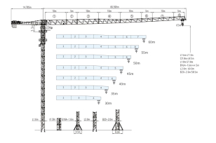Башенный кран Dahan QTZ160 (H6515) гп 8 тонн без оголовка, высота под крюком 56м, стрела 40м, гп на конце стрелы 3,5т, анкера. Фото 1