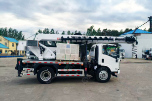 Автокран на шасси ISUZU 4x4 дв 151kw кабина Elf крановая установка WANBANG DZ8T гп 8т, стрела 26м, бур 10м диаметр 400мм, корзина. Фото 1