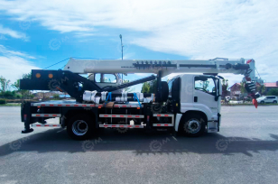 Автокран на шасси ISUZU 4x4 дв 221kw крановая установка WANBANG DZ10T гп 10т, стрела 26,5м, бур 10м диаметр 400мм, корзина. Фото 3