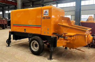 Бетононасос MINLE HBTS40-13-85 дизельный, труба 100м, с колёсами для ж/д колеи. Фото 1