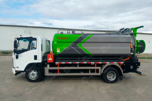 Илосос с размывом (каналопромывочная машина) на шасси ISUZU 4x2 дв 151kw кабина Elf бочка для сточных вод 6м³ чистой воды 2 м³ насос SK-15 подогрев баков, угол 45°, мойка. Фото 2