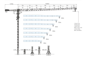 Башенный кран QTZ160(6022) гп 8 тонн без оголовка, высота 52,5м, стрела 60м, гп на конце стрелы 2,2т на рельсах. Фото 1