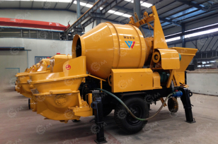 Бетоносмеситель с бетононасосом MINLE JBT30 электрический, труба 100м. Фото 1