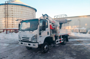 Бортовой грузовик ISUZU 4x4 самосвальный кузов дв 96kw с кму гп 3,5т высота подъема 17м с люлькой кузов 4000х2200х500. Фото 2