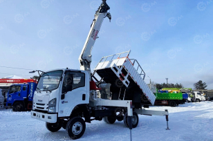 Бортовой грузовик ISUZU 4x2 самосвальный кузов дв 96kw кму XCMG SQS68-3 гп 3,2т, 3 секции, стрела 7,7м кузов 3600х2200х500. Фото 1