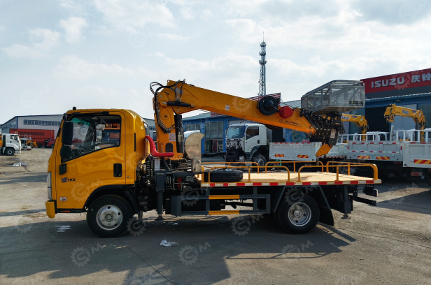 Специальный автомобиль на шасси ISUZU 4x2 дв 96kw платформа с кму гп 5т высота подъема 20м с корзиной. Фото 6