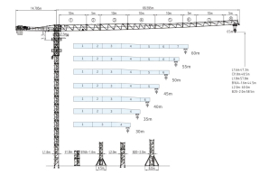 Башенный кран QTZ160 (6022) гп 10т высота 30м, стрела 60м, гп на конце стрелы 2,2 т, анкера. Фото 1