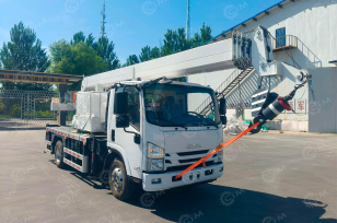 Автокран на шасси ISUZU 4x4 дв 139kw АКПП крановая установка WANBANG DZ8T гп 8т, стрела 27м+2,5м гусек, Webasto, подогрев топливного фильтра. Фото 1