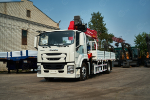 Бортовой грузовик ISUZU 4x2 дв 151kw гп 10 тонн c кму VIGRUS SHS2006 гп 8 тонн 6 секций 20м кузов 6500*2470*550 пульт ДУ. Фото 4