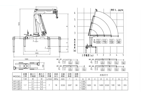 Кран манипулятор HAOY HY1.3Z4 гп 1,3т лебёдка, насосная станция 380V, передние аутригеры. Фото 2