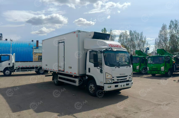 Фургон рефрижератор на шасси ISUZU 4х2 дв 151kw кабина Elf гп 6 тонн (фургон 7350х2490х2570, автономная холодильная установка Carrier SUPRA1050), справа 2 боковые двери, слева 1, гидроборт. Фото 2