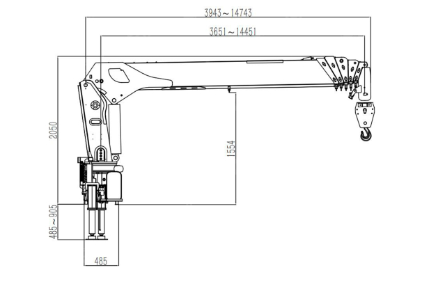 Кран манипулятор (без шасси) Chang Xing SQS100-6 гп 4т 6 секции стрела 14,7м. Фото 2