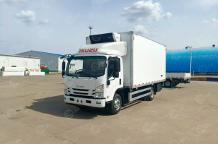 Фургон рефрижератор на шасси ISUZU 4х2 дв 151kw кабина Elf гп 6 тонн (фургон 7350х2490х2570, автономная холодильная установка Carrier SUPRA1050), справа 2 боковые двери, слева 1, гидроборт. Фото 1