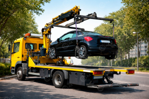 Эвакуатор на шасси ISUZU 4x2 дв 139kw гидравлическим КМУ WANBANG SQS125-4 гп 5т сдвижная платформа, траверса, лебёдка, съемные борта, корзина, ПДУ. Фото 2