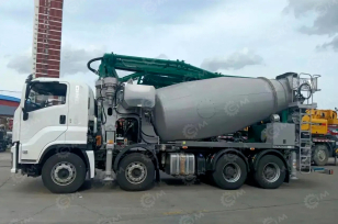 Автобетоносмеситель на шасси ISUZU 8x4 дв 309 Kw, бочка 9м3 с распределительной стрелой 29м и насосом, установка фирмы XANJER. Фото 2