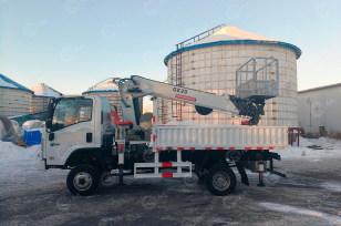 Бортовой грузовик ISUZU 4x4 самосвальный кузов дв 139kw гп 3,5т с кму 6 секций высота подъема 17м с люлькой с лебедкой, кузов 6200х2450х550. Фото 1