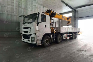 Бортовой грузовик ISUZU 8x4 дв 338kw с КМУ XCMG SQS300-5 гп 12 тонн 5 секций длина стрелы 18,75м кузов 8200*2450*550mm. Фото 2