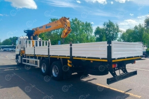 Бортовой грузовик ISUZU 6x4 дв 221kw гп 12-15 т c кму XCMG SQS300-5 гп 12т., 5 секций, стрела 19,63м, кузов 8200х2450х550, корзина 200кг, ПДУ. Фото 1