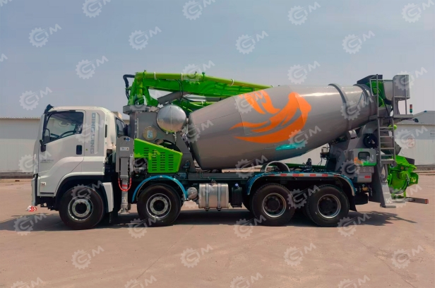 Автобетоносмеситель на шасси ISUZU 8x4 дв 309 Kw, бочка 9м3 с распределительной стрелой 29м и насосом, установка фирмы XANJER. Фото 2