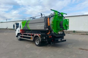 Илосос с размывом (каналопромывочная машина) на шасси ISUZU 4x2 дв 139kw кабина Elf бочка для сточных вод 7 м³ чистой воды 3м³ насос SK-15 ПДУ рукав 100м угол подъема 45°, мойка, пистолет. Фото 2
