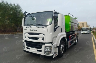 Илосос с размывом на шасси ISUZU 4x2 дв. 177kw бочка для сточных вод 10м³, чистой воды 3м³ насос SK-20 ПДУ Pinfu XV255 (1200мм) шланг SAE 100R2AT (1 дюйм) подогрев чистой воды, шлангоукладчик ,мойка. Фото 1