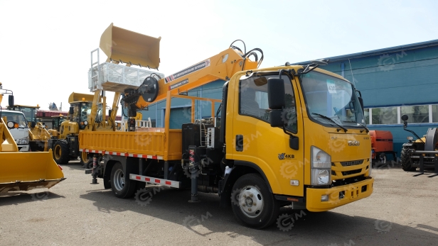 Бортовой грузовик ISUZU 4x2 самосвальный кузов дв 96kw гп 3,5т с кму гп 3,5т 6 секций высота подъема 17м с люлькой с лебедкой. Фото 21