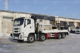 Эвакуатор на шасси ISUZU 8x4 дв 337Kw гп 22т КМУ WANBANG SQS350-5 гп 14т, лебедка 15т, передние аутригеры, откидные борта. Фото 1