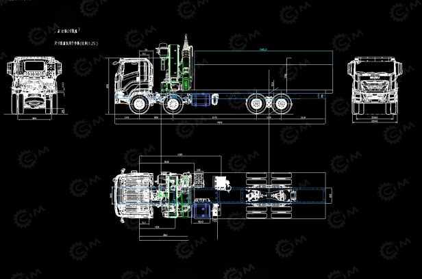 Бортовой грузовик ISUZU 8x8 дв 221kw с кму XCMG GSQZ760 гп 38 тонн длина стрелы 16,25м кузов 8м. Фото 6