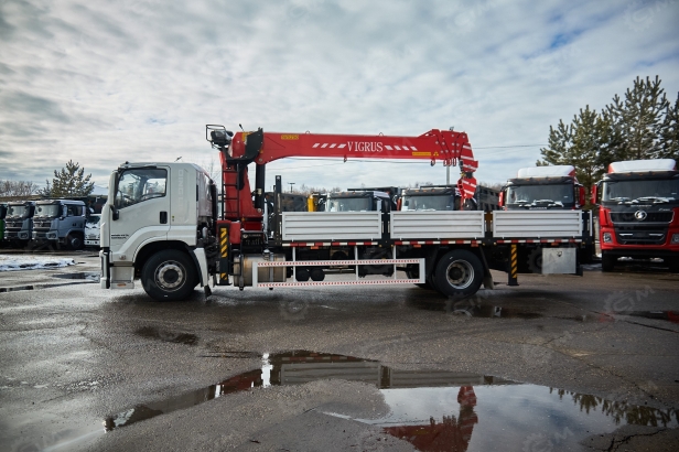 Бортовой грузовик ISUZU 4x2 дв 151kw гп 10 тонн c кму VIGRUS SHS2505 гп 10 тонн 5 секций 17.3м кузов 6500*2470*550 ПДУ люлька. Фото 35