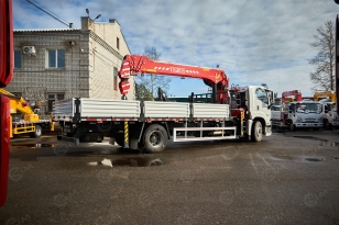 Бортовой грузовик ISUZU 4x2 дв 151kw гп 10 тонн c кму VIGRUS SHS2505 гп 10 тонн 5 секций 17.3м кузов 6500*2470*550 ПДУ люлька. Фото 5
