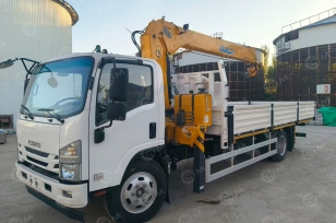 Бортовой грузовик ISUZU 4x2 дв 138kw c КМУ XCMG MSQS157 гп 6,3т 4 секции стрела13м кузов 6000*2450*600, ПДУ, корзина, подогрев двигателя Webasto. Фото 1