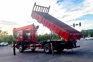 Бортовой грузовик ISUZU 4x2 самосвальный кузов дв 139kw гп 5т с КМУ XCMG SQS125-4 гп 5т 4 секции стрела 11,2м, кузов 4000х2300х550. Фото 1