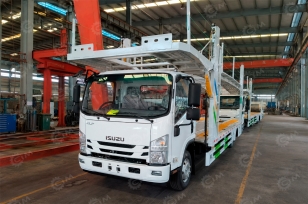 Автовоз на 4 машины на шасси ISUZU 4х2 дв 150Kw (со спальным местом) МКПП, камеры обзора 360 (отдельное включение камеры заднего вида), еврофаркоп, электро и пневмо розетки, зимний комплект шин. Фото 1