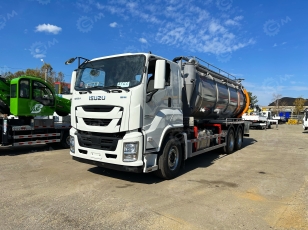 Илосос с размывом (каналопромывочная) на шасси ISUZU 6x4 дв 309kw бочка для сточных вод 15 м³, чистой воды 5м³ насос JUROP DL300 задняя крышка открывается, нержавеющий отражатель, насос PINFU255, ПДУ. Фото 1