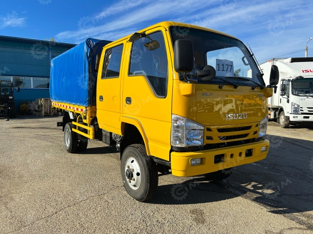 Бортовой грузовик ISUZU 4x4 дв 96Kw гп 2т двойная кабина кузов 3245х1850х400 с тентом под категорию B (новый интерьер кабины, серебряная металлическая краска). Фото 10